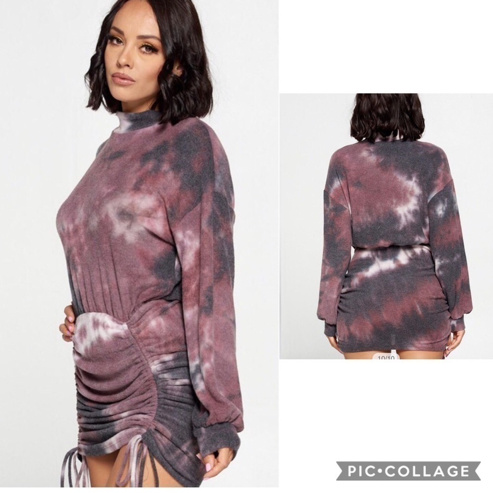 SALE!? 1 Left!! Plum & Black Tie Dyed Sweater - Picture 4 of 4